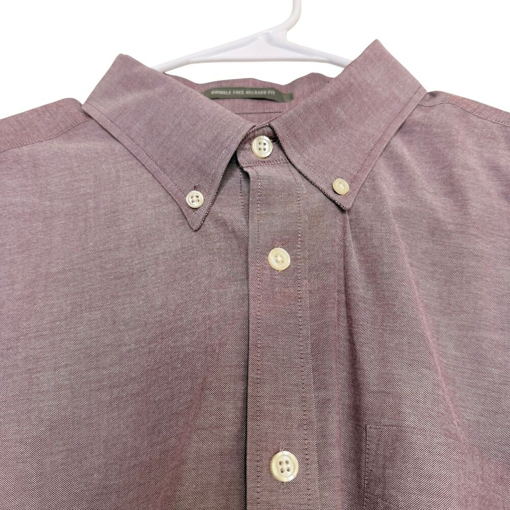 Eddie Bauer Men’s Relaxed Fit Wrinkle Free Shirt Size TXL Plum Long Sleeve